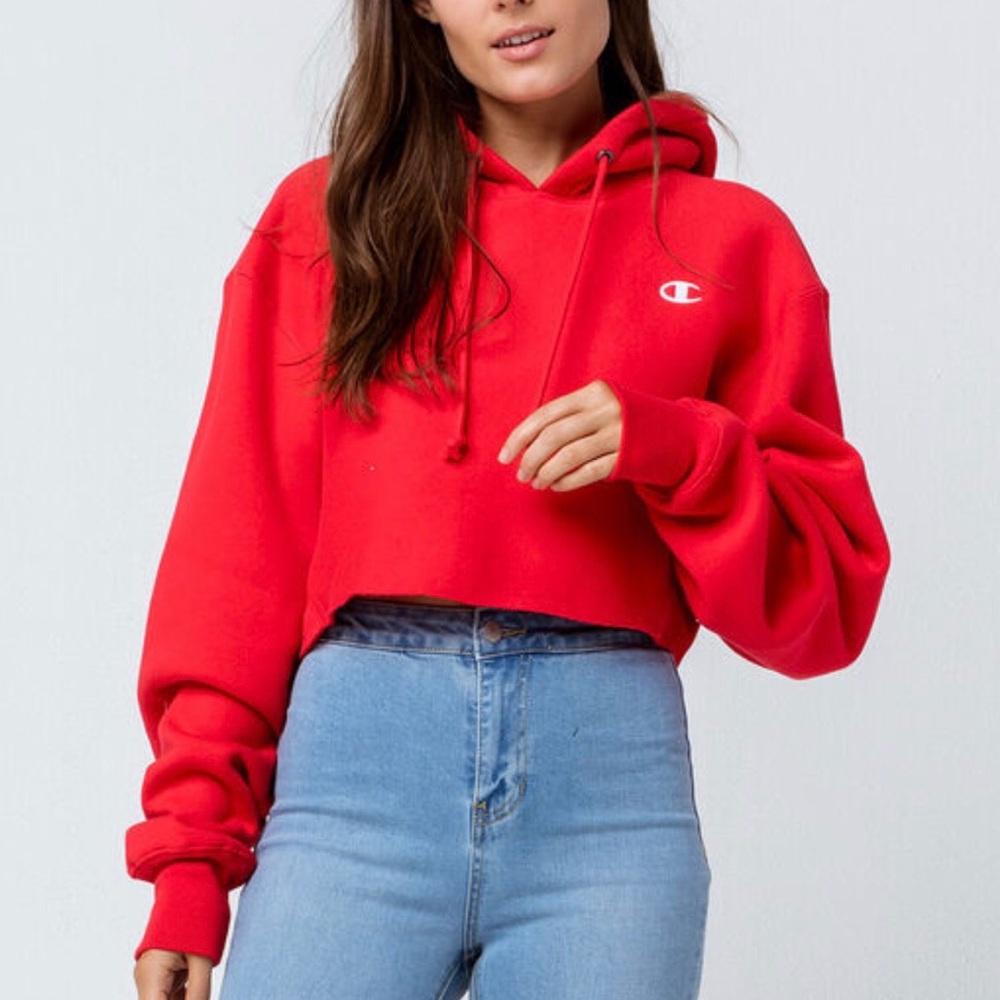 cropped champion reverse weave hoodie